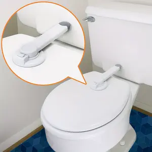 1pc Safety Toilet Lock With 1 Extra Pallet For Most Standard Toilet, Easy Intallation, Toilet Lid Lock Seat White