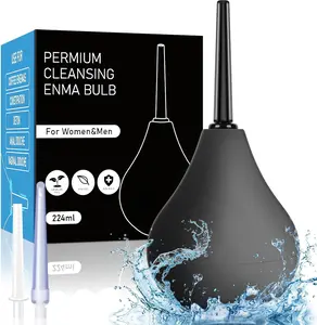 Douches for Men Anal Douche Kit - Enema Bulb for Fecal Impaction,Enema Douche with 3 Nozzle,Reusable Anal Cleaner Enema Bulb for Colon Cleansing,Constipation,Enima Cleanse for Men Women,224ml(Black