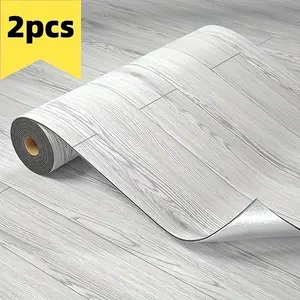 2 Roll Luxury Vintage Wood Grain Anti-Slip Floor Stickers, Durable Peel & Stick Vinyl Wallpaper, Removable Kitchen Waterproof Tile Decals