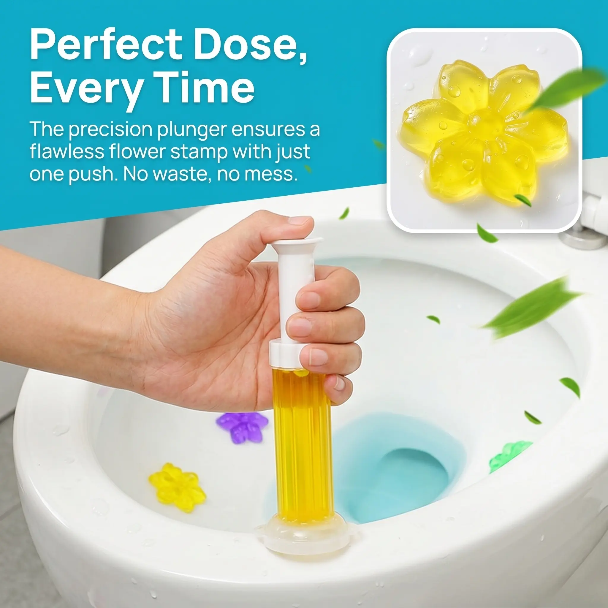 Household Touch-Free Toilet Cleaning Gel Stamp - Fruit-Scented (Including Lemon) Fragrant Freshening Scented Toilet Cleaner with Needle Cleaner for Odor Removal, Freshening Toilet Cleaners