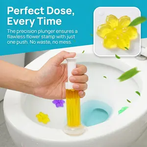 Household Touch-Free Toilet Cleaning Gel Stamp, Fragrance-Infused Fruity Scented Deodorant Air Freshener with Needle Cleaner for Toilet Odor Removal