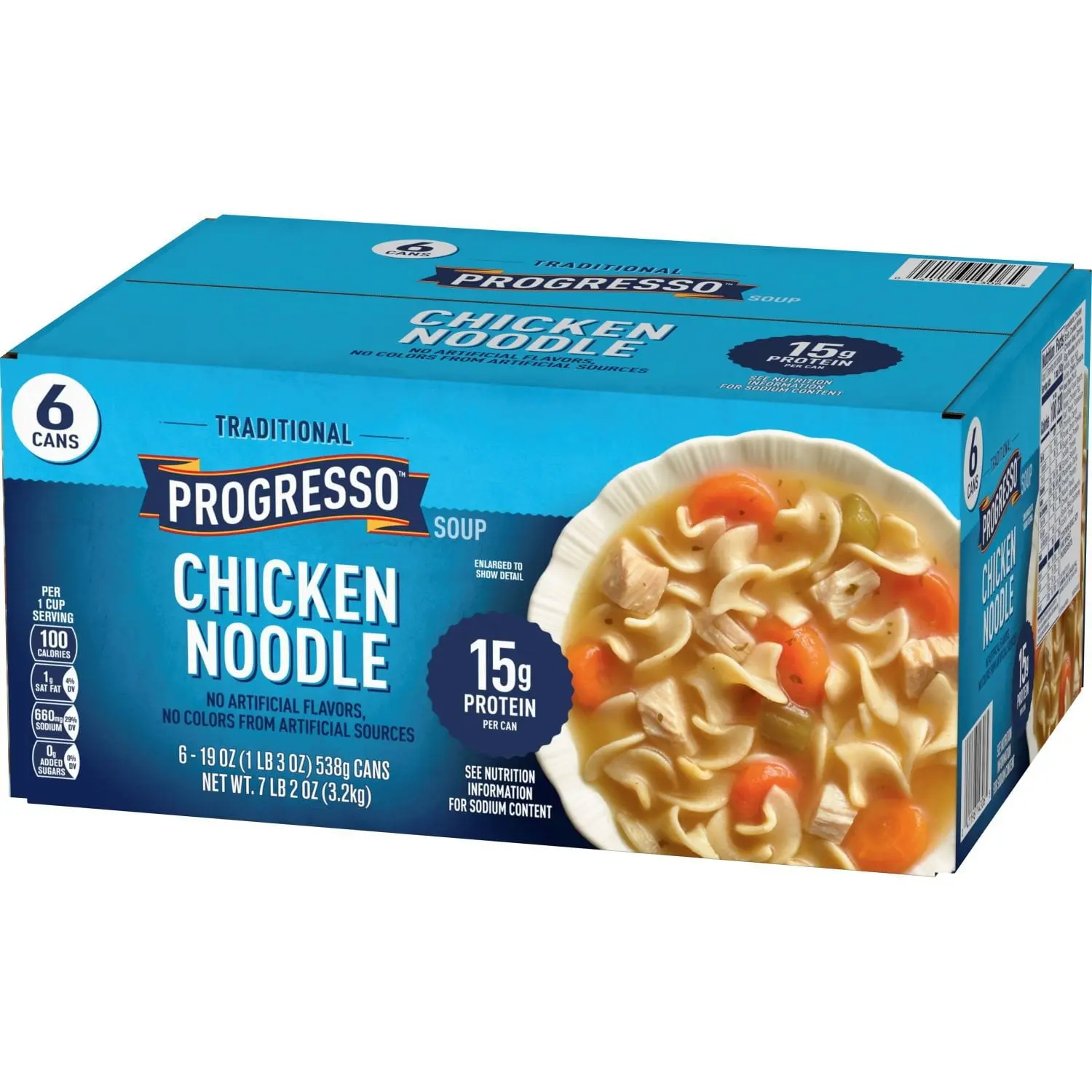 Progresso Traditional Chicken Noodle Soup Variety Pack, Ready-to-Serve Canned Soup, 19 oz Cans, 6 Pack, Classic Chicken Broth with White Meat Chicken & Egg Noodles