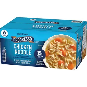 Progresso Traditional Chicken Noodle Soup Variety Pack, Ready-to-Serve Canned Soup, 19 oz Cans, 6 Pack, Classic Chicken Broth with White Meat Chicken & Egg Noodles