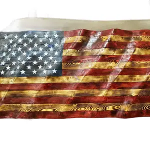 Wood Carved US Flag - Traditional Design with Stars and Stripes, stained and clear coat is applied.