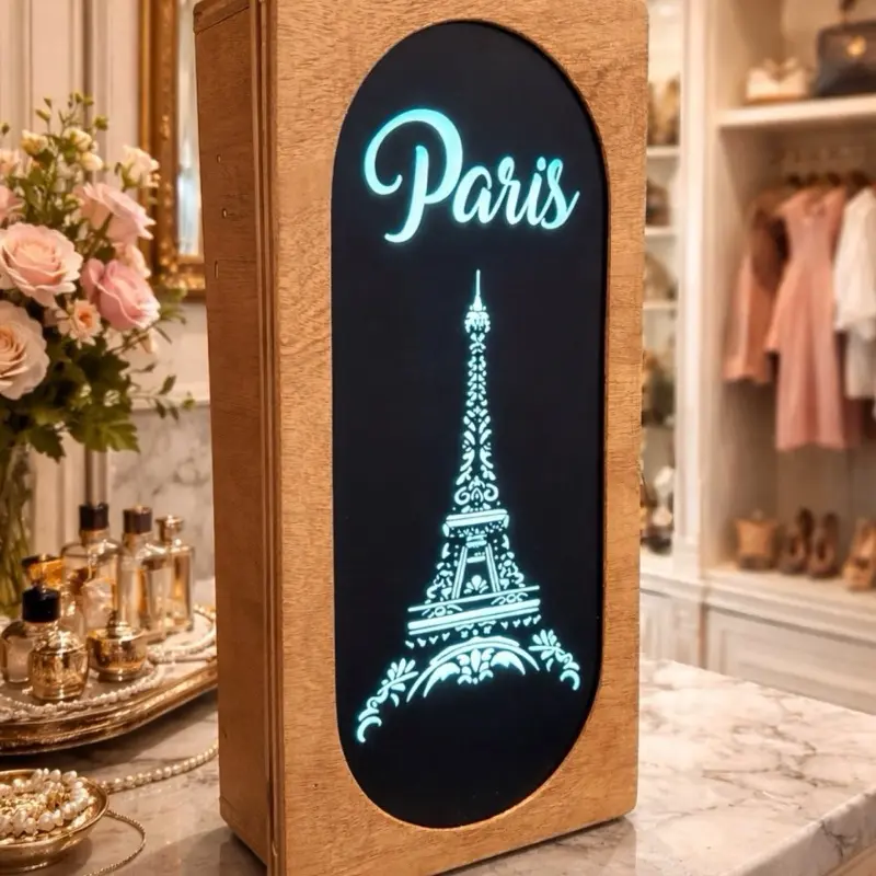 Illuminated Wooden Light Box: Desktop or Wall Mount (Custom Graphics Available)