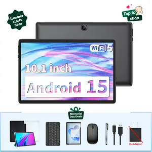 【TikTokShopMemorialday】Relndoo 10.1 Inch Tablet, Wireless Set with Keyboard, Mouse, Stylus, Case, 5G WiFi