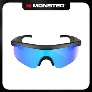Monster AI Smart Sports Glasses Bluetooth 6.0 with Hi-Fi Sound, AI Noise Cancellation, Music & Calls, Open Ear Audio, UV Protection, Lightweight Smart Sunglasses for Running, Cycling, Outdoor Travel, Gifts for Men & Women