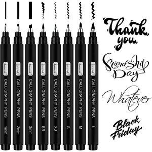 Calligraphy Pens, 8 Size Calligraphy Pens for Writing, Brush Pens Calligraphy Set for Beginners, Hand Lettering Pens