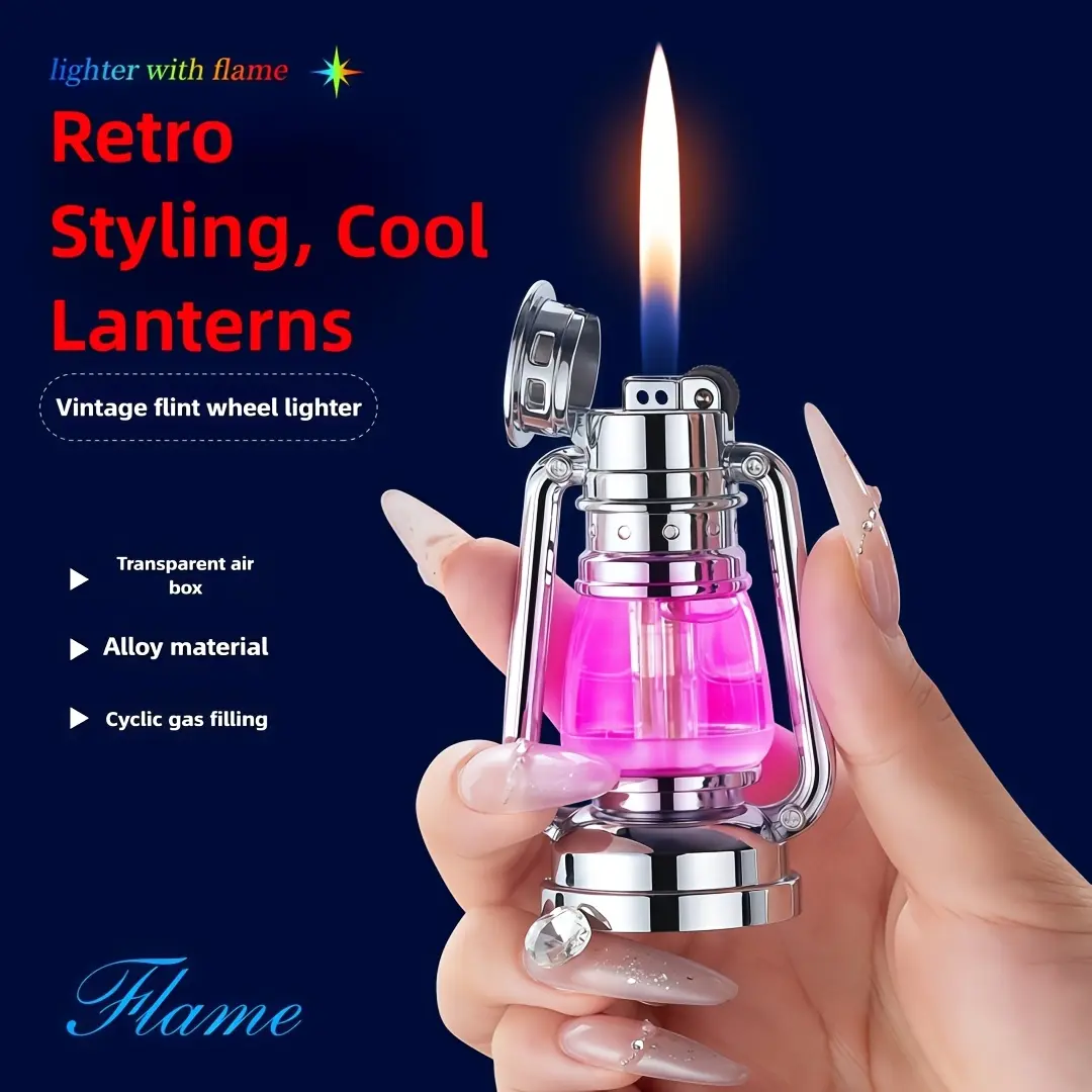 （Butane Gas NOT Contained) Creative Horse Lantern Mood Light Lighter, Creative Grinding Wheel Refillable Lighter, Suitable for Camping, Holiday Christmas Gifts
