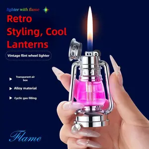 （Butane Gas NOT Contained) Creative Horse Lantern Mood Light Lighter, Creative Grinding Wheel Refillable Lighter, Suitable for Camping, Holiday Christmas Gifts