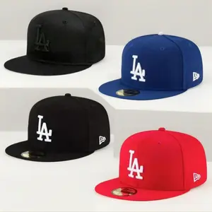 Men s LA Dodgers New Era Navy 9FIFTY Fitted Cap Royal Blue Flat Brim Hat with LA Logo Embroidery MLB