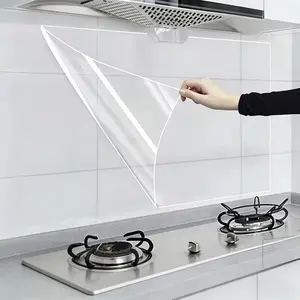 1 Piece Kitchen Splashback Wall Sticker, Transparent Kitchen Oil-proof Decal, Self-adhesive Film, Removable Home Kitchen Cabinet Wallpaper, Transparent Wallpaper, Kitchen ies, Kitchen Decor, Home Decor, Renovation Peel and Stick Wall Panel