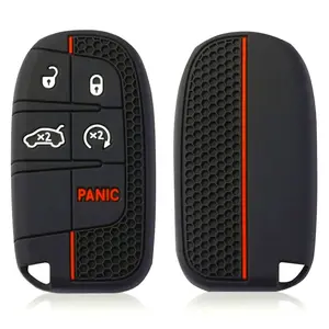 Silicone 5 Button Car Smart Key Case Cover For Jeep Renegade Frand Cherokee Dodge Journey Charger Chrysler 200 300 300 Shell Fob Car Key Holder