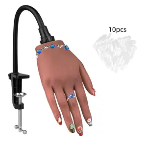 Realistic Silicone Hands for Acrylic Nail Application, Deep Skin Tone Hand Models for Salon Use & DIY Nail Art Practice, Nail art tools