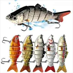 5Pcs Multi Jointed Fishing Lures, 3.9in Bionic Hard Swimbait, Sinking Segmented Hard Bait with Fishhooks, Freshwater Saltwater Bass Trout Fishing Gear