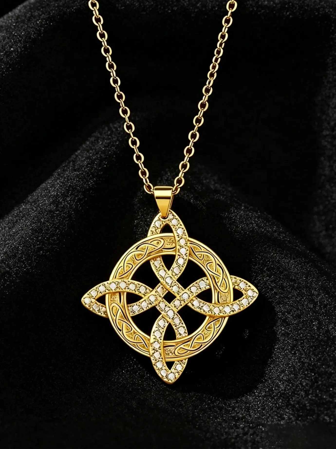 Classic Witch Knot Necklace, Luxurious Gold/silver Color Crystal Pendant, Zircon Stone, Luck Symbol, Wicca Protection Jewelry, Elegant Necklace, Pendant Necklaces