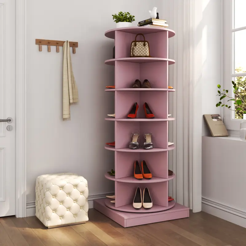 Rotating Shoe Rack Tower, 6-Tier Spinning Shoe Rack, Free Standing 360° Revolving Shoe Organizer Can Hold 24 Pairs of Shoes for Entryway Living Room Hallway