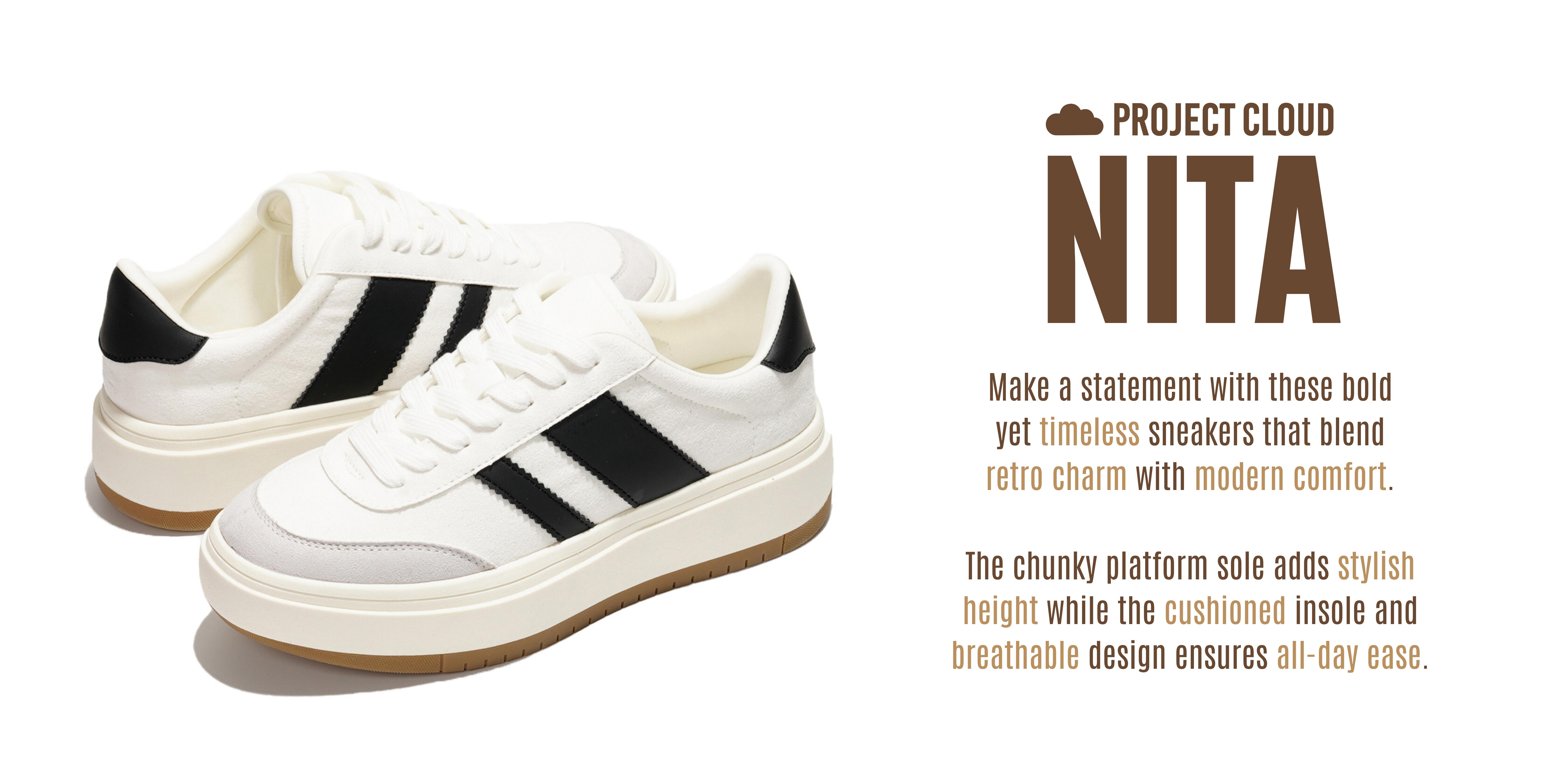 Project Cloud Women's | Lace-up Memory Foam Sneakers Round Toe Platform Women Walking Shoes Non-Slip Casual Sports Shoes Girl Footwear - Nita Low Top Trainer Breathable Versatile