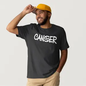 Graffiti Zodiac T-Shirt Cancer Bold Street-Style Astrology Tee Soft Black Cotton Unisex Crewneck Short Sleeve Top - Menswear
