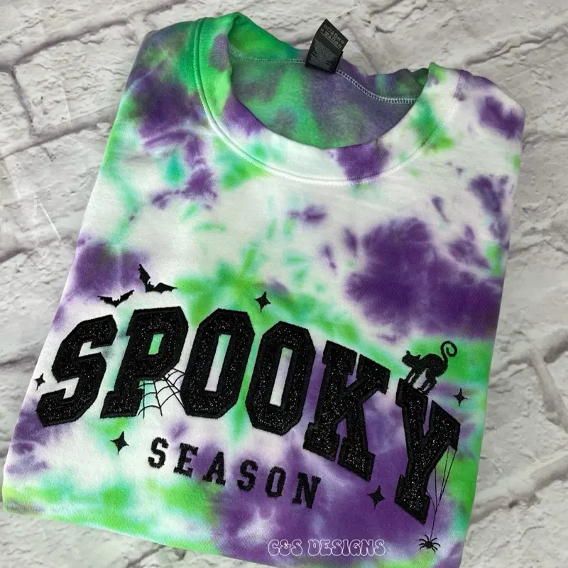 Embroidered & Dyed Spooky Season Sweatshirt