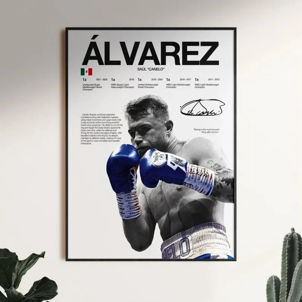 Canelo Alvarez Boxer Poster, Boxing Wall Art Print, Mexican Champion Sports Decor, Home Gym Bedroom Man Cave Poster