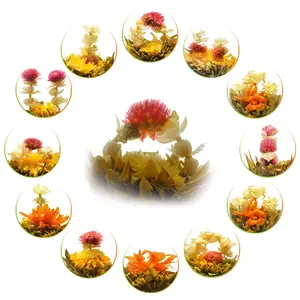 Teabloom Flowering Tea -  Blooming Tea Flowers - Hand-Tied Green Tea Leaves & Edible Flowers - 4 Pack Gift Canister Beverage