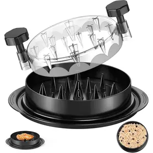 10" Pro Chicken Shredder Tool Twist Large for Kitchen, Cooked Meat Shredder, BPA-Free Food-Safe Meat Grinder, Visible Chicken Breast Meat Shredder with Strong Anti-Slip Bottom & Ergonomic Handle, Black/red, Kitchen Utensils Tools