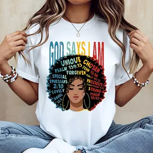 God Says I Am Unique Chosen Forgiven Graphic T-Shirt, Christian Faith Bible Verse Inspirational Quote Tee, Religious Spiritual Gift For Wome