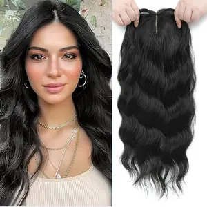 Synthetic Hair Toppers for Women, 360° 3D Toppers Synthetic Hair Pieces for Women, 18 Inch Long Curly Hair Topper with Side Bangs, Wavy Hair Toppers with Thinning Hair Wiglet