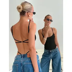 Women’s Backless Cross-Back Bodysuit – Comfort Women’s Unitard Bodysuit (Gift GARMENTARY)