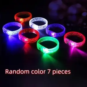 Random Color LED Flash Bracelets Set of 7, Party Accessories for Concerts Clubs Birthdays, Cool Glow Party Supplies