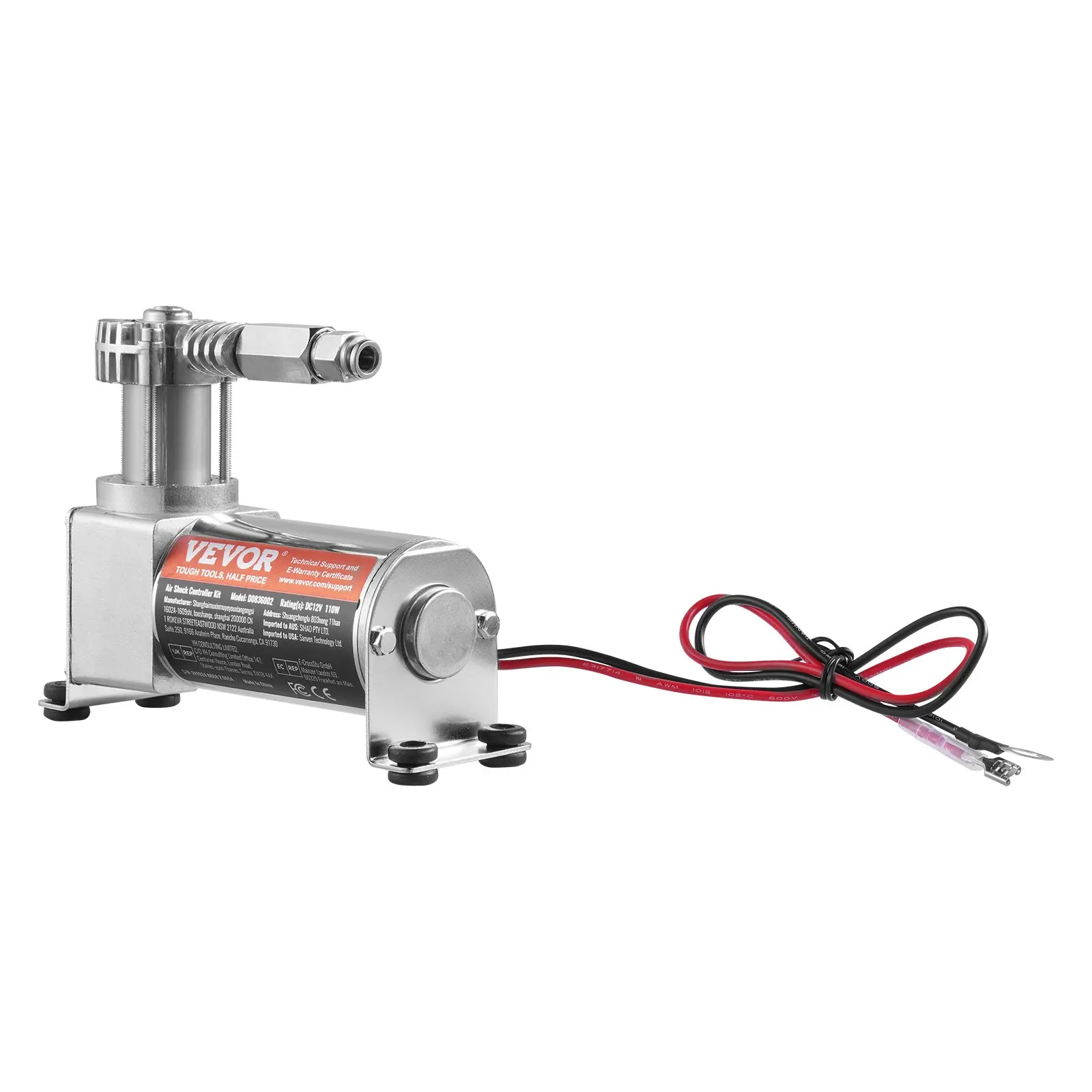 VEVOR Air Shock Controller Kit, 12V 100PSI On Board Air Compressor System, Air Ride Suspension Compressor Kit with Single Path System, Remote Control