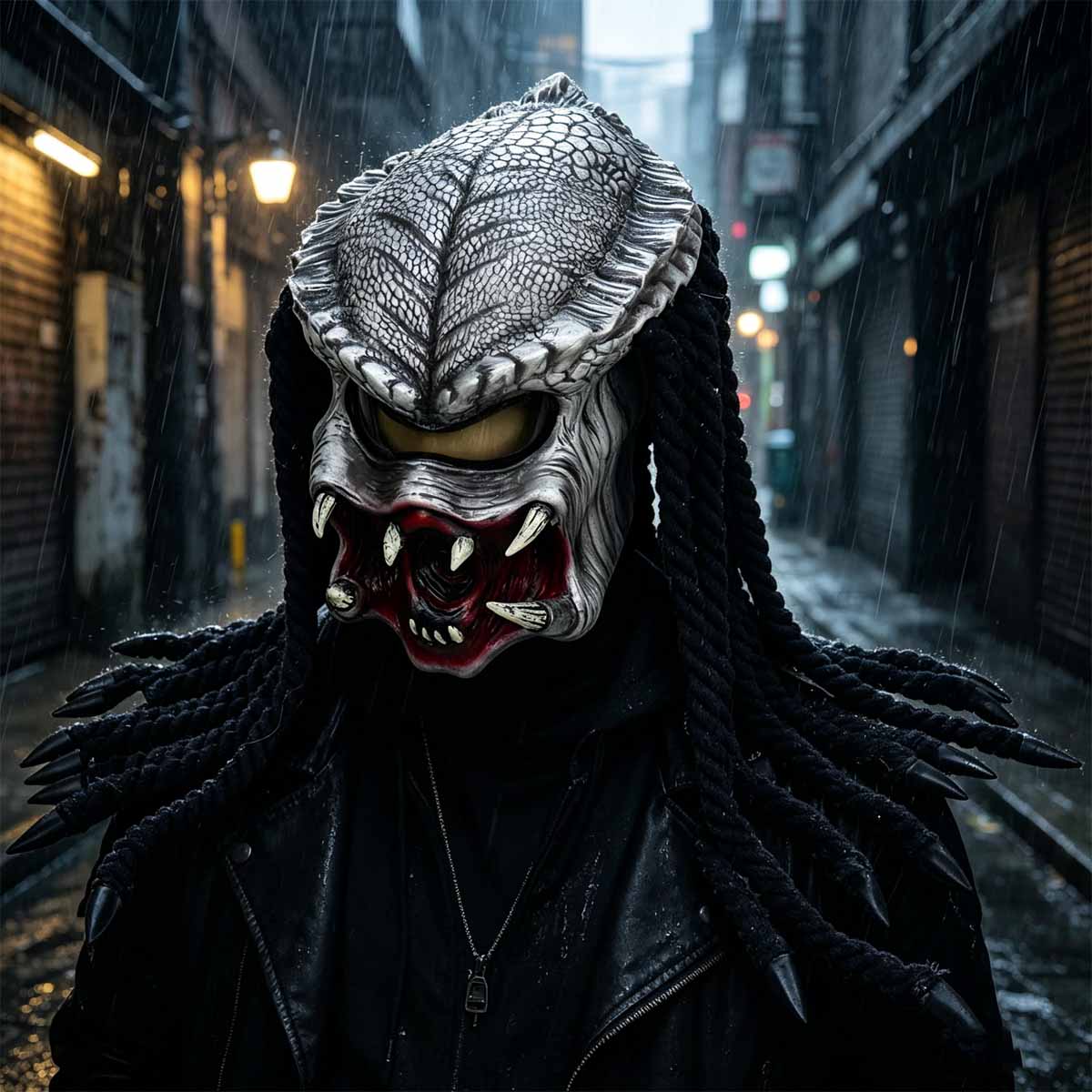 alien v Predator alien latex mask set, 3 unique AVP movie reproductions, realistic and fierce details, suitable for science fiction horror enthusiasts and cosplayers, Halloween haunted house movie theme party props for role-playing