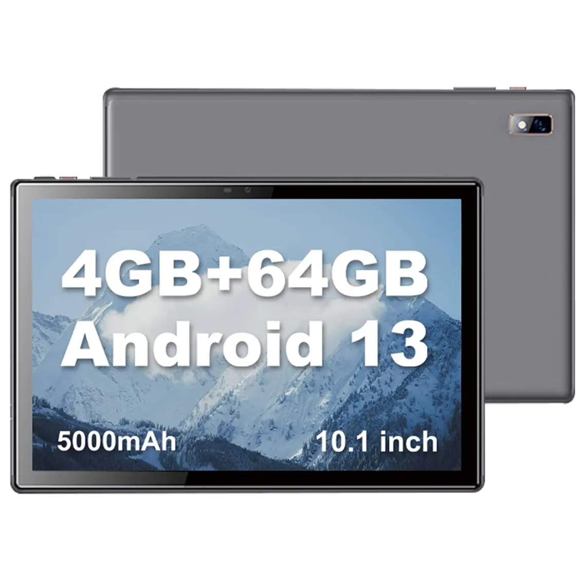 BYYBUO Touchscreen Android 14 Tablet, 10.1 Inch Portable Device with Case, 64GB ROM, 5MP+8MP Dual Camera, Ideal for Gifting Wireless Pad, Touchscreen Android Tablet