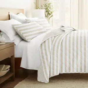 Classic Stripe Reversible Quilted Coverlet Set