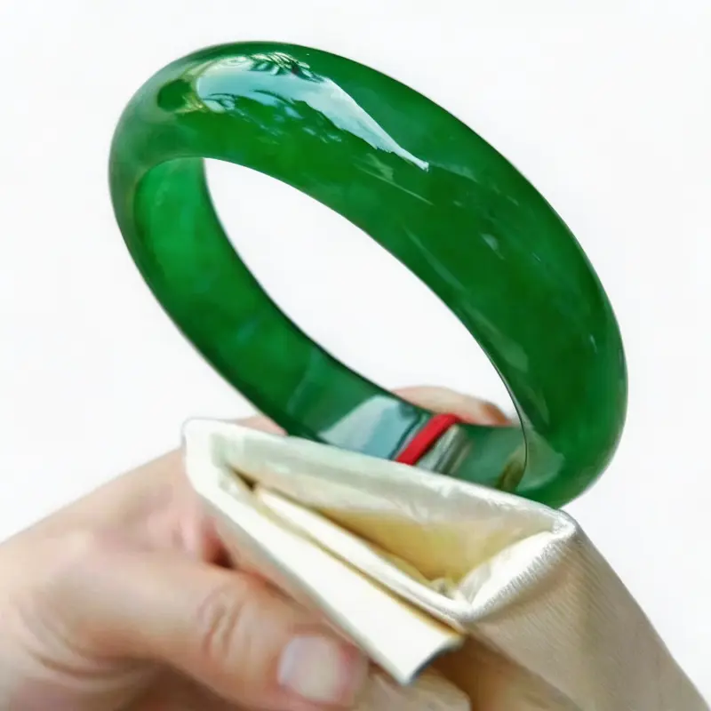 Natural Burmese Jadeite Bracelet, Full Green Imperial Green Ice Jadeite, Girl's Style Jadeite Bracelet, Gift