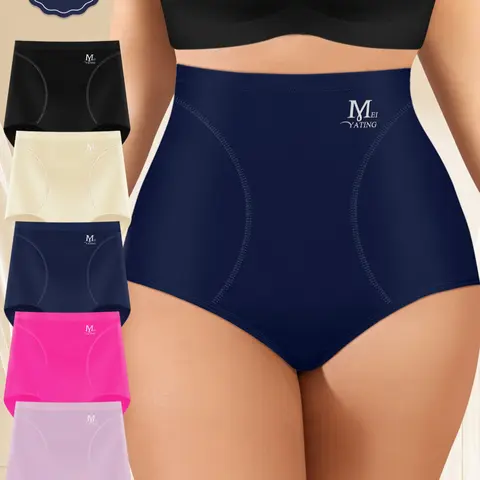 5-Pack MEIYATING Women's High-Waist Shapewear Briefs, Seamless Triangle Panties, High Waist Knicker, Comfortable Fit, Summer Thin, Premium Quality