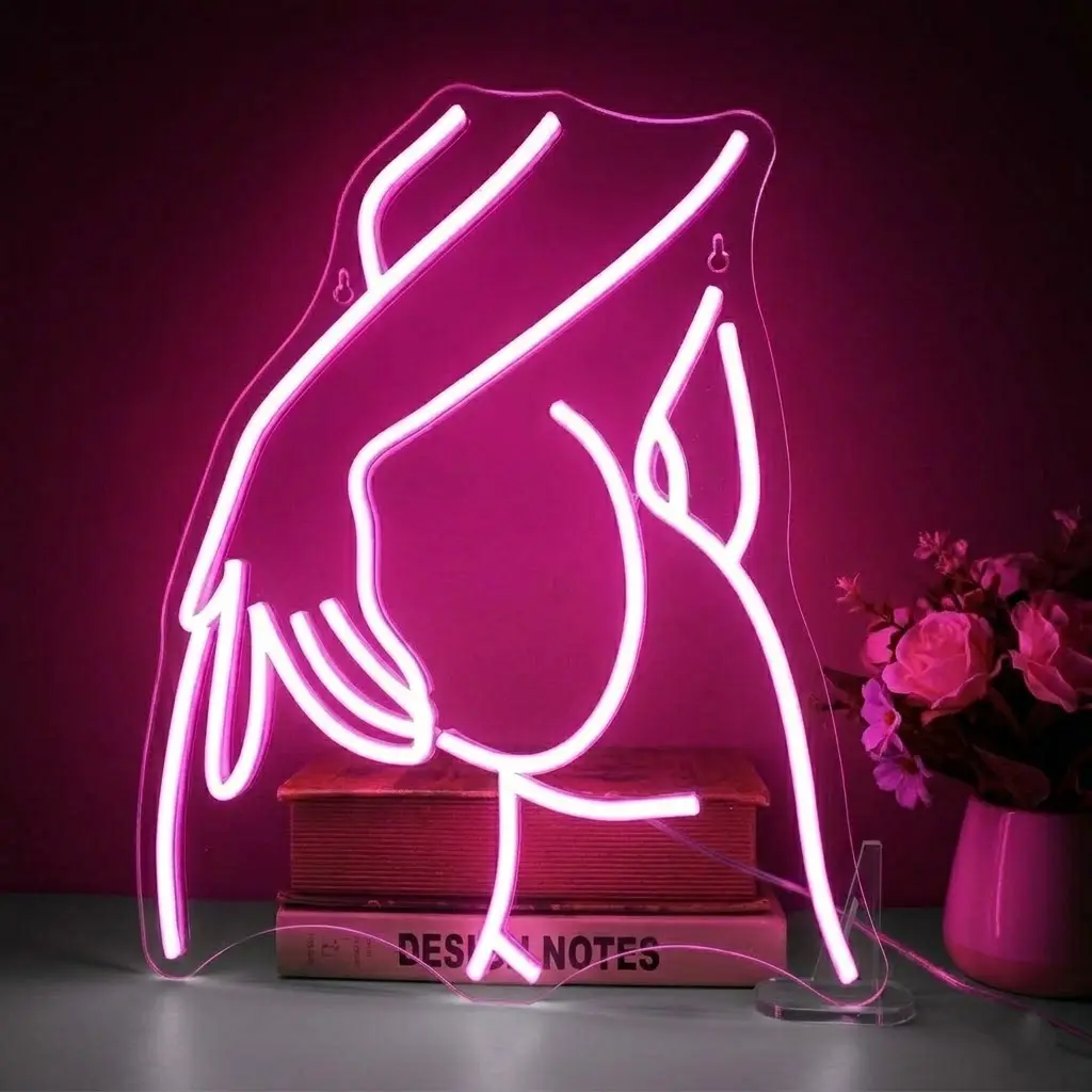 Pink Female Silhouette Neon Light Sign - Aesthetic Room Decor, Cute Room Stuff, Romantic Glow, Girly Bedroom Accessory, Gift for Her