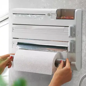 Kitchen Multi-functional Shelf Wall-mounted Plastic Wrap Storage Box
