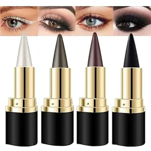 4Pcs Black Silver Grey Brown Gel Eyeliner Pencil Eye Face Paint Sticks Makeup Set, Natural Black Gel Eyeliner Cream Waterproof Crayon Pencils Applicator Tool