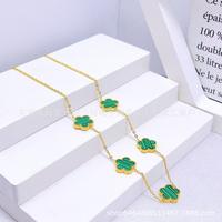 Five-flower Double-sided Necklace Green