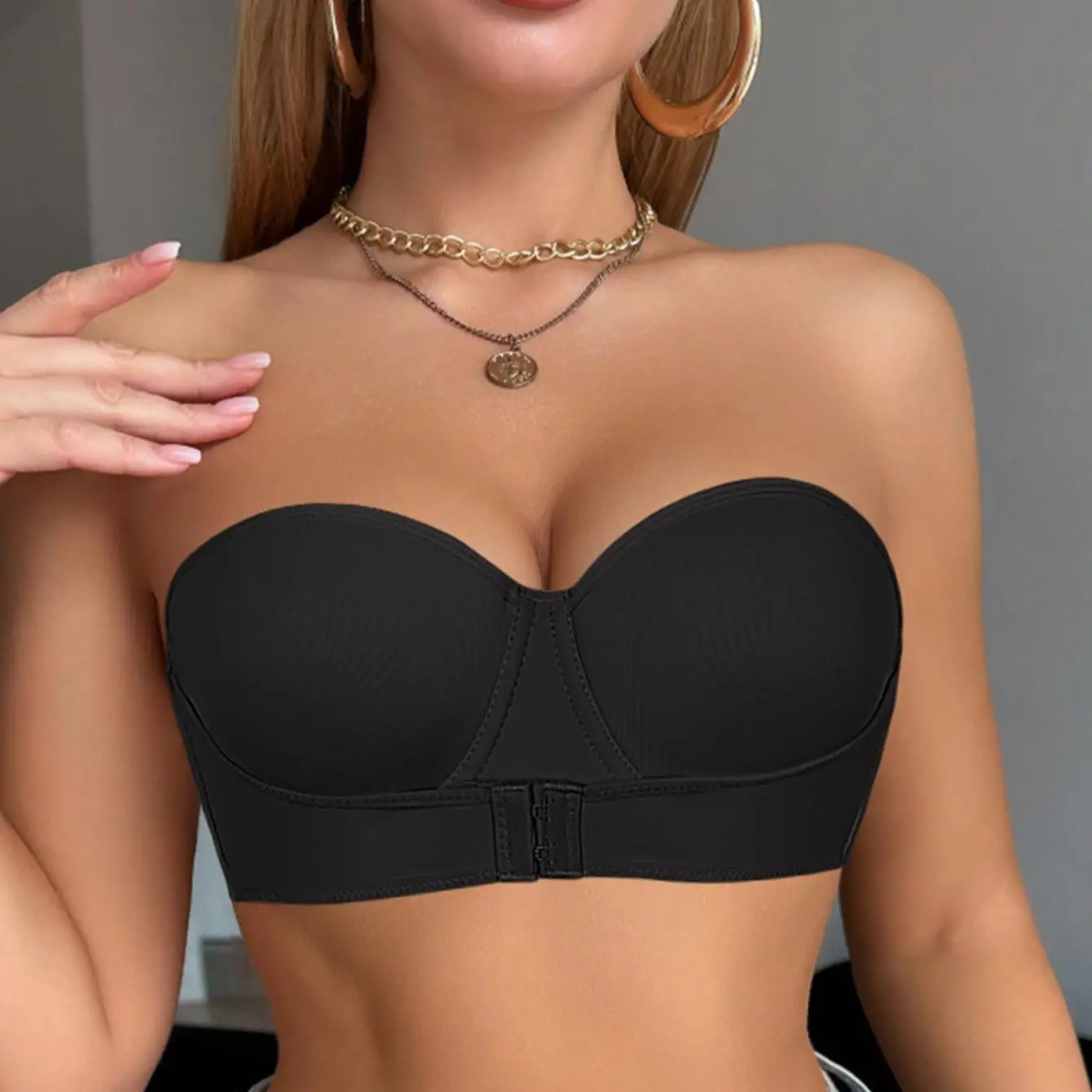Ecomilky Women's Lady-Fit Strapless Push-Up Bra - Body-Friendly, Breathable, Elastic, Feminine, Casual Everyday Style, Skin-Friendly Fabric, Hand Wash, Bridal & Formal Wear, Suitable for Most Bust Sizes, Strapless Bra Push Up, Body-Friendly Strapless Bras