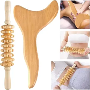 2 Pcs Wooden Gua Sha for Lymphatic Drainage Machomby