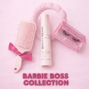 Barbie Boss Collection -Seasonal Sale 40% Off! Pink Hair Brush, Beauty Kraze Leave-In Conditioner, Glitter Box Eyelashes &  Pink Headband