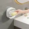 Waterproof Wall Mount Soap Dish With Flip Lid, Drainable Hollow Soap Storage Box, Quick Dry Mildew Resistant Soap Holder, Multi-Purpose Organizer For Bathroom Shower, Convenient Mop Cleaning Tool Storage, Space Saving Household Bathroom Daily Necessities