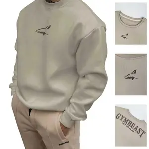 GYMBEAST Lifting Club Crewneck Retro Graphics & Shark Logo Streetwear Set