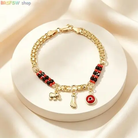 Unisex Evil Eye Beaded Bracelet - Handmade 7.5" Long Sports Accessory with Animal Elephant Charm, Metal Coating Finish, One Size, Sporty Spiritual Flair, Ideal for Gym & Casual Outings, Protection Gift