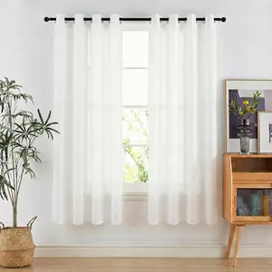 NICETOWN Privacy Sheer Curtains for Windows Light Filtering Grommet Style Drapes for Living Room Bedroom, 52W x 72L, Grayish White