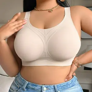 【Plus Size】Women's Wireless Push Up Lifting Bra Super Strong Support Seamless Soft Comfort Breathable Full Coverage T-shirt Bra Basic Bralettes, Smooth All Seasons Daily Wear Underwear,Summervibes