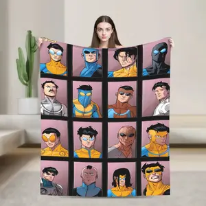Invincible Variant Flannel Blanket Superhero Multiverse Machine Washable Super Soft Throw for Kids Adults Bed Sofa Birthday Gift